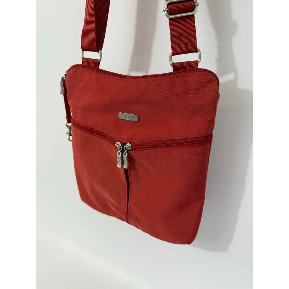 Baggallini Orange Nylon Crossbody Bag Purse Travel Luggage New 11x10" - Picture 2 of 5